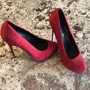 Aldo red sparkly heels size 8.5
